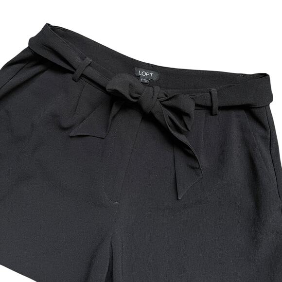 NWT Loft Black Belted Front Tie High Waisted Shorts Size 8 - Picture 5 of 9